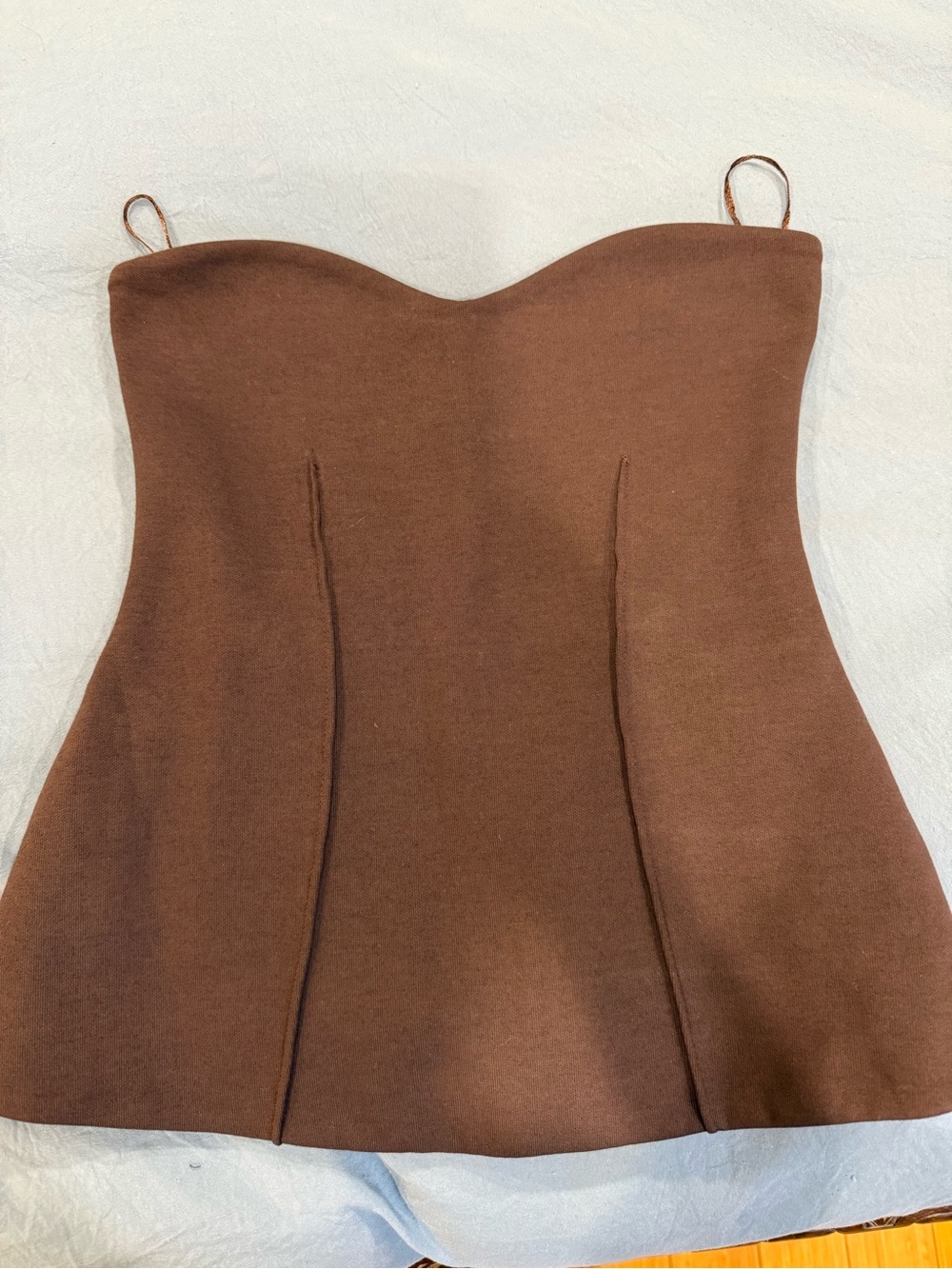 Zara Brown Strapless Sweetheart Neckline Top